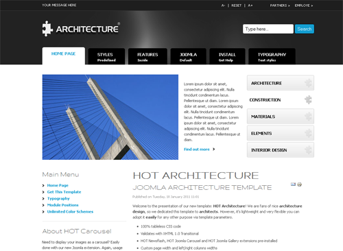 HOT Architecture - шаблон архитектура joomla