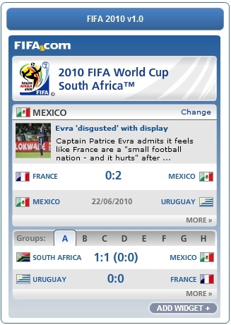 Флеш-модуль чемпионата мира по футболу 2010