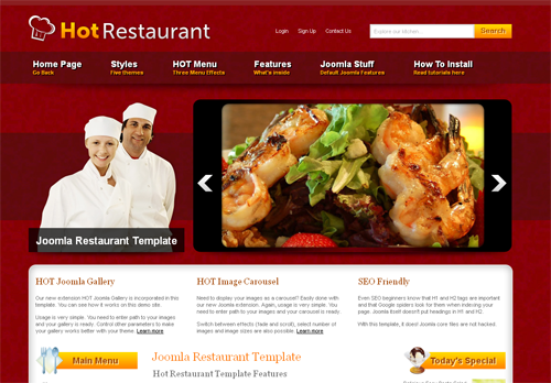 HOT Restaurant - шаблоны joomla портал