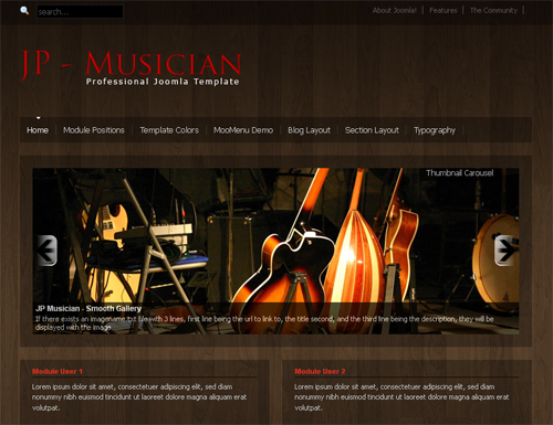 JP Musician - музыка шаблоны joomla