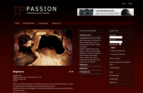 JP Passion - шаблон сайт визитка joomla