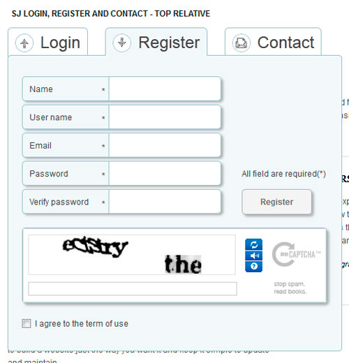 SJ Login, Register and Contact - модуль авторизации Joomla