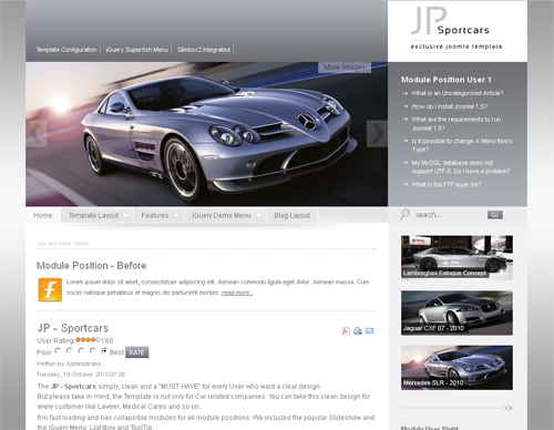 JP Sportcars - шаблоны joomla авто